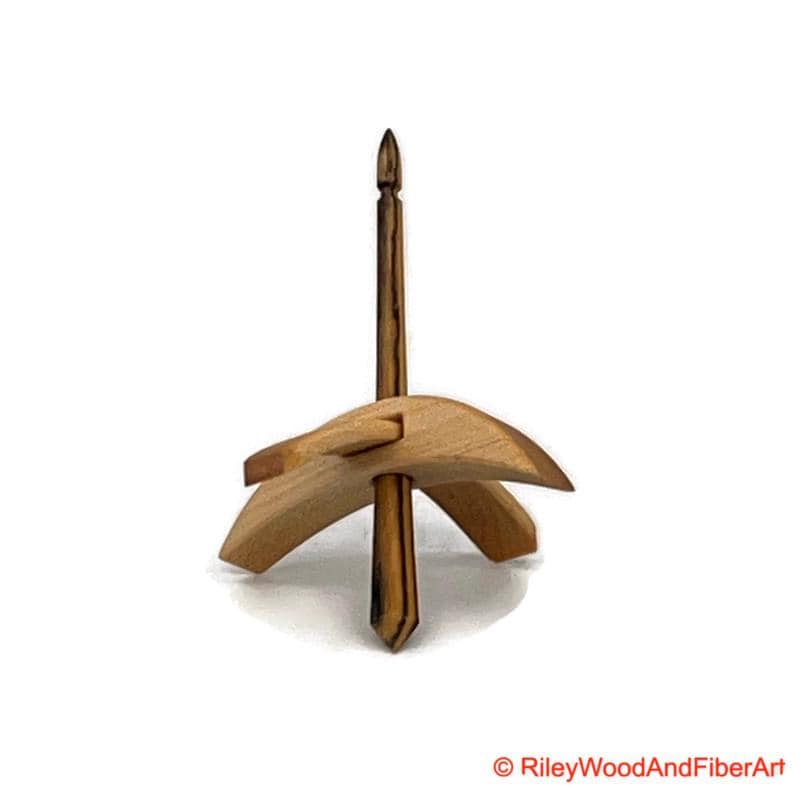 Mini Turkish Drop Spindle - Maple Whorl with Black and White Ebony Shaft made by Riley Wood and Fiber Art