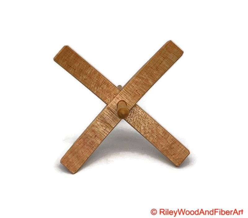 Mega Turkish Drop Spindle - Curly Maple Whorl with Curly Maple Shaft made by Riley Wood and Fiber Art