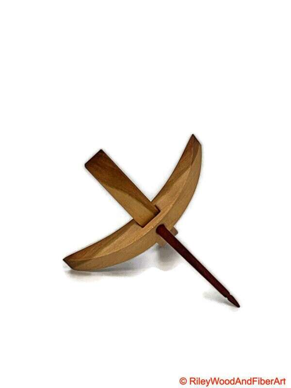 Medium Turkish Drop Spindle - Cherry at Demarcation Whorl with Red Heart Shaft made by Riley Wood and Fiber Art