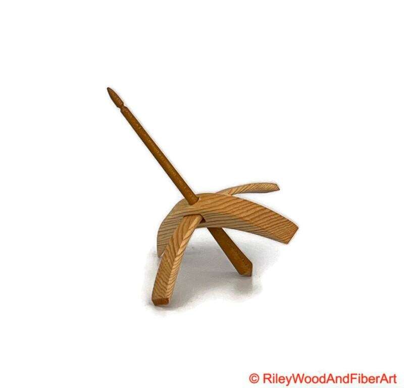 Medium Turkish Drop Spindle - Sitka Spruce Whorl with Cherry Sapwood Shaft made by Riley Wood and Fiber Art