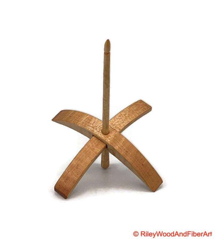 Mega Turkish Drop Spindle - Curly Maple Whorl with Curly Maple Shaft made by Riley Wood and Fiber Art
