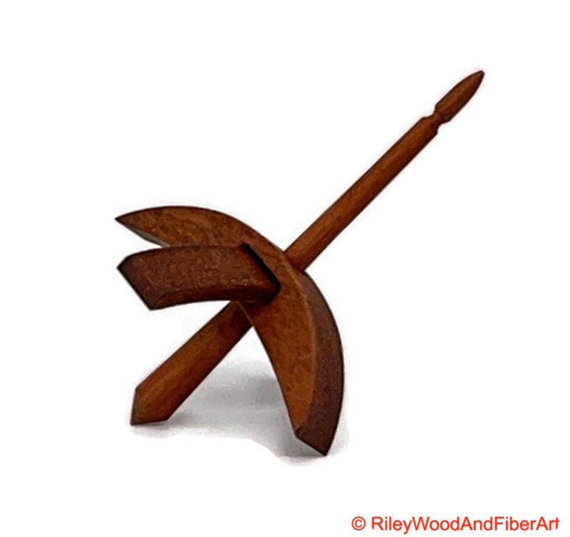 Mini Turkish Drop Spindle - Tzalam Whorl with Cherry Shaft Made by Riley Wood and Fiber Art
