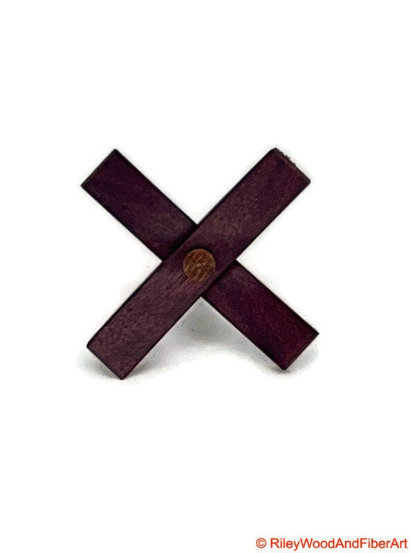 Mini Turkish Drop Spindle - Purple Heart Whorl with White Oak Shaft on white background