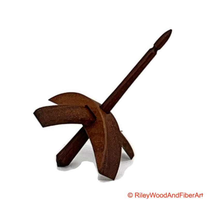 Mini Turkish Drop Spindle - Tzalam Whorl with Cocobolo Shaft on white background