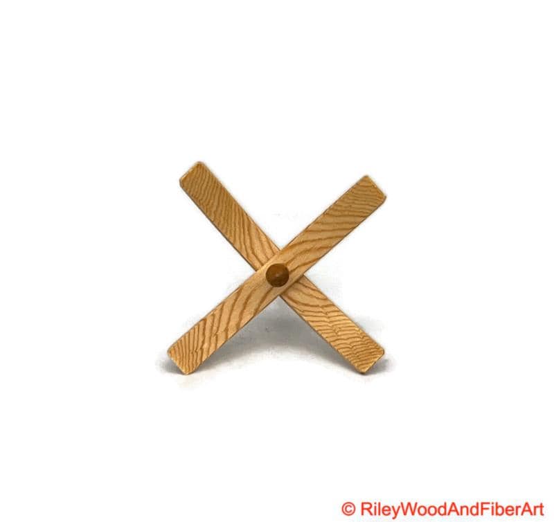 Medium Turkish Drop Spindle - Sitka Spruce Whorl with Cherry Sapwood Shaft made by Riley Wood and Fiber Art