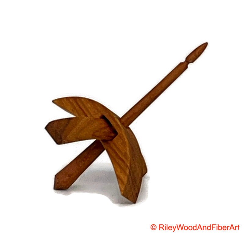 Mini Turkish Drop Spindle - Canary Whorl with Cherry Shaft made by Riley Wood and Fiber Art