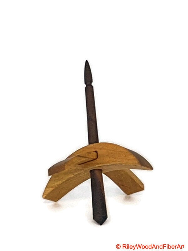 Mini Turkish Drop Spindle - Myrtle Whorl with Walnut Shaft made by Riley Wood and Fiber Art
