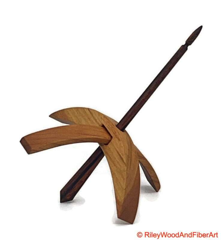 Medium Turkish Drop Spindle - Cherry at Demarcation Whorl with Jobillo Shaft made by Riley Wood and Fiber Art