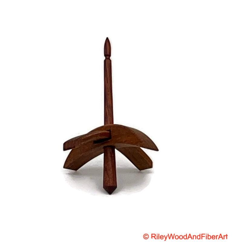 Mini Turkish Drop Spindle - Cherry Whorl with Cocobolo Shaft on white background