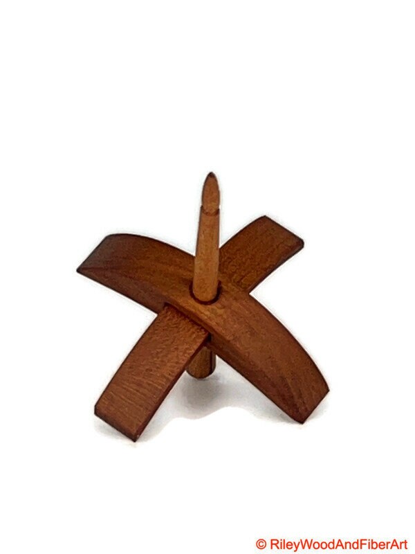 Mini Turkish Drop Spindle - Cherry Whorl with Maple Heartwood Shaft on white background
