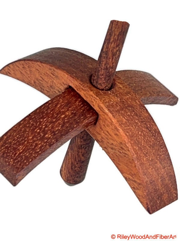 Mini Turkish Drop Spindle - Tzalam Whorl with Chechen Shaft on white background