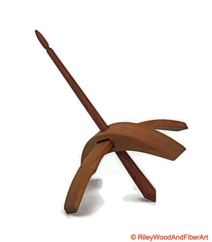 Medium Turkish Drop Spindle - Cherry Whorl with Plum Shaft made by Riley Wood and Fiber Art
