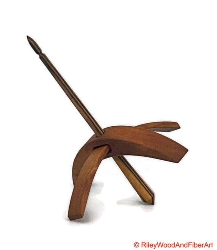 Medium Turkish Drop Spindle - Cherry Whorl with Black & White Ebony Shaft made by Riley Wood and Fiber Art