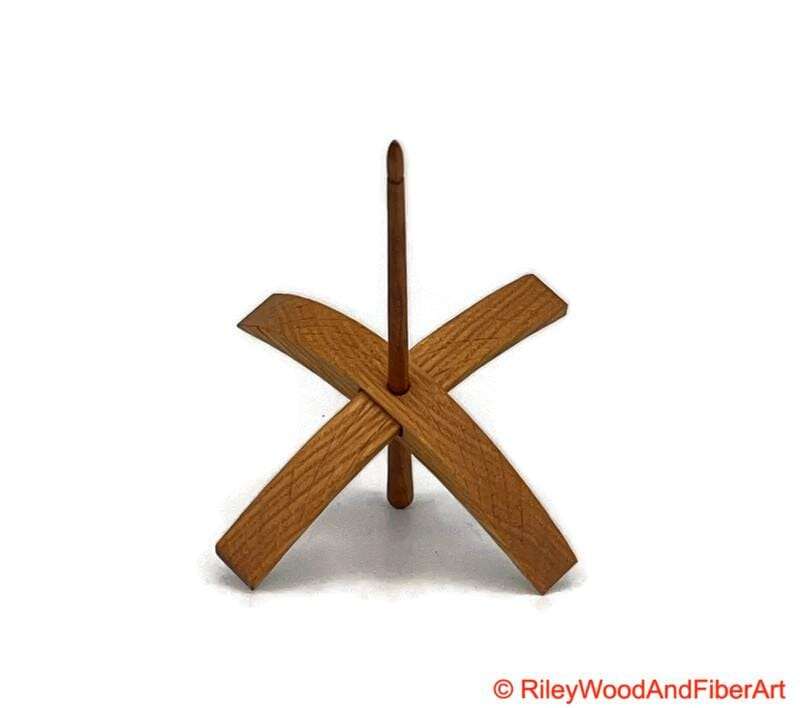 Mega Turkish Drop Spindle - Rift Sawn White Oak Whorl with Cherry Shaft made by Riley Wood and Fiber Art