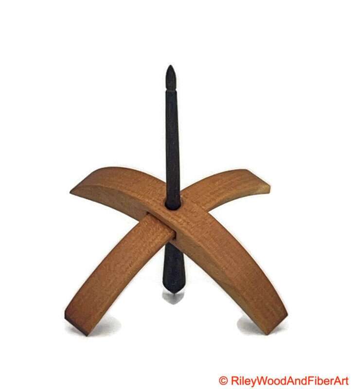 Medium Turkish Drop Spindle - Cherry at Demarcation Whorl with Honduran Rosewood Shaft made by Riley Wood and Fiber Art