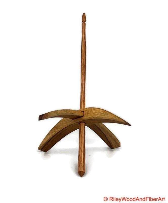 Mega Turkish Drop Spindle - Teak Whorl with Red Oak Shaft made by Riley Wood and Fiber Art