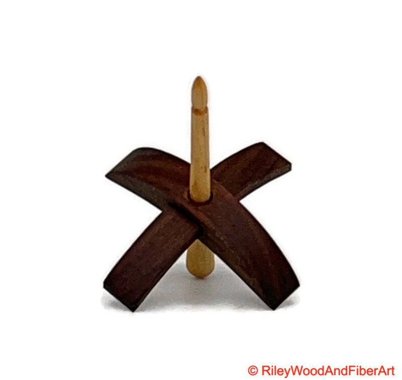 Mini Turkish Drop Spindle - Pau Ferro Whorl with Maple Shaft made by Riley Wood and Fiber Art