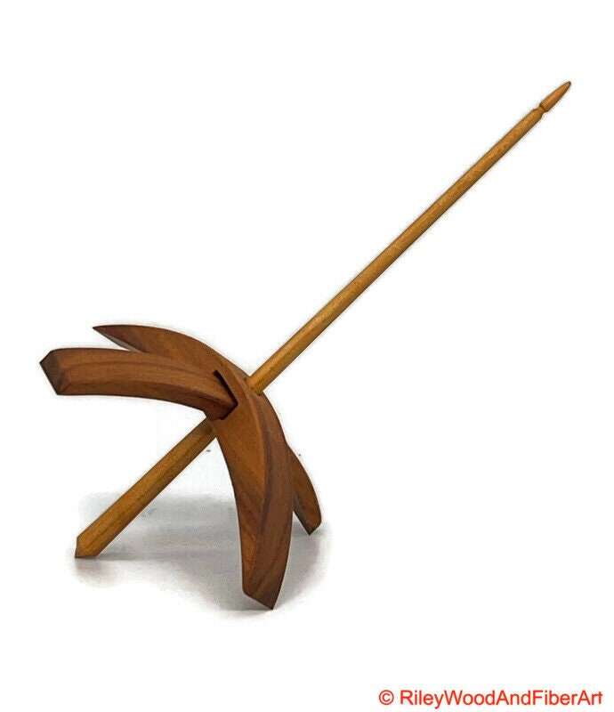 Mega Turkish Drop Spindle - Canary Whorl with Slightly Curly Maple Shaft made by Riley Wood and Fiber Art