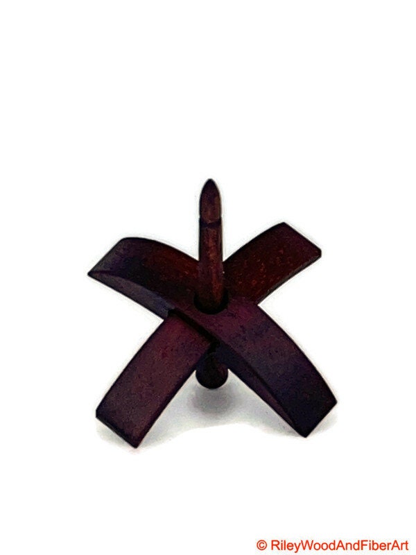 Mini Turkish Drop Spindle - Padauk Whorl with Chechen Shaft on white background