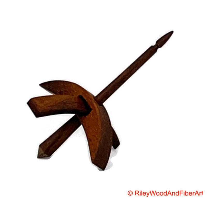 Mini Turkish Drop Spindle - Monkey Pod Whorl with Walnut Shaft made by Riley Wood and Fiber Art