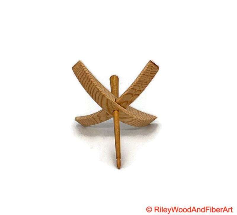 Medium Turkish Drop Spindle - Sitka Spruce Whorl with Apple Shaft made by Riley Wood and Fiber Art