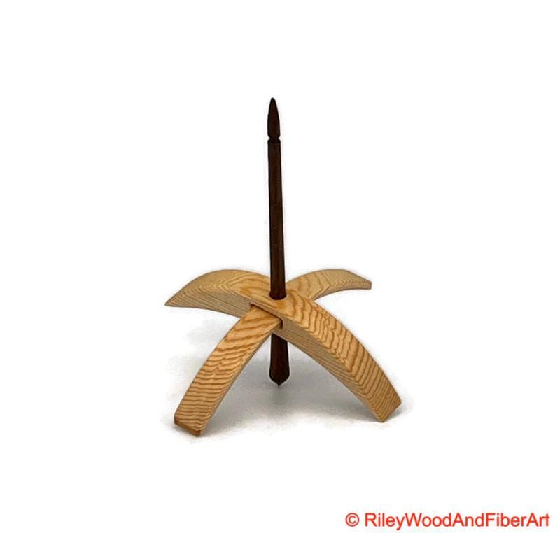 Medium Turkish Drop Spindle - Sitka Spruce Whorl with Walnut Shaft made by Riley Wood and Fiber Art