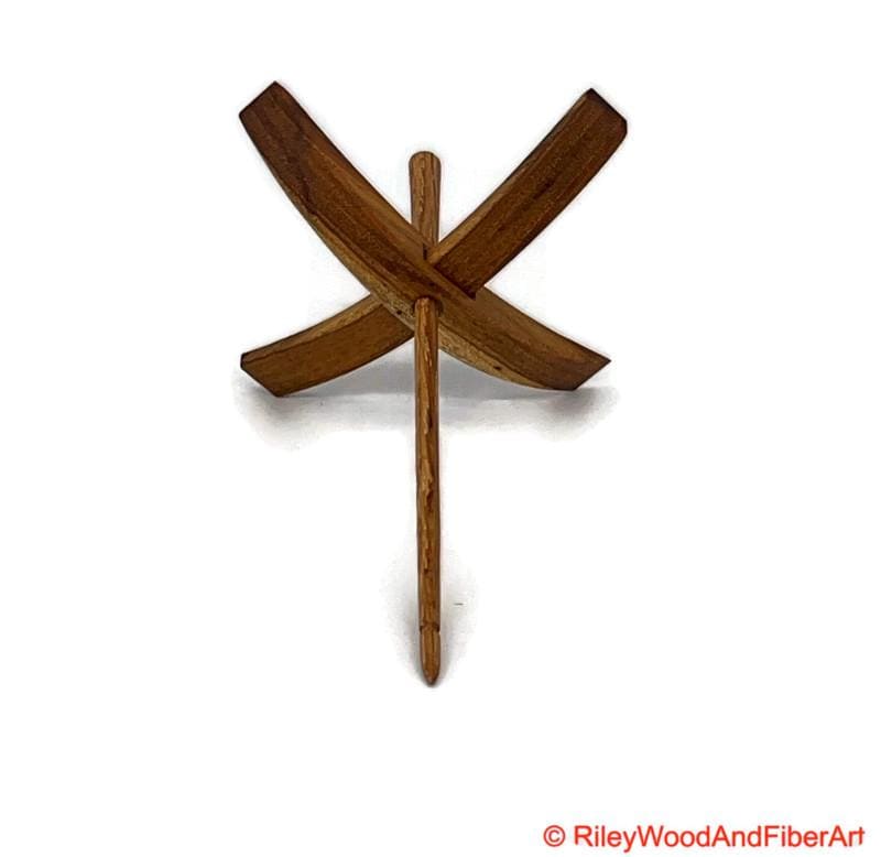 Mega Turkish Drop Spindle - Teak Whorl with White Oak Shaft made by Riley Wood and Fiber Art