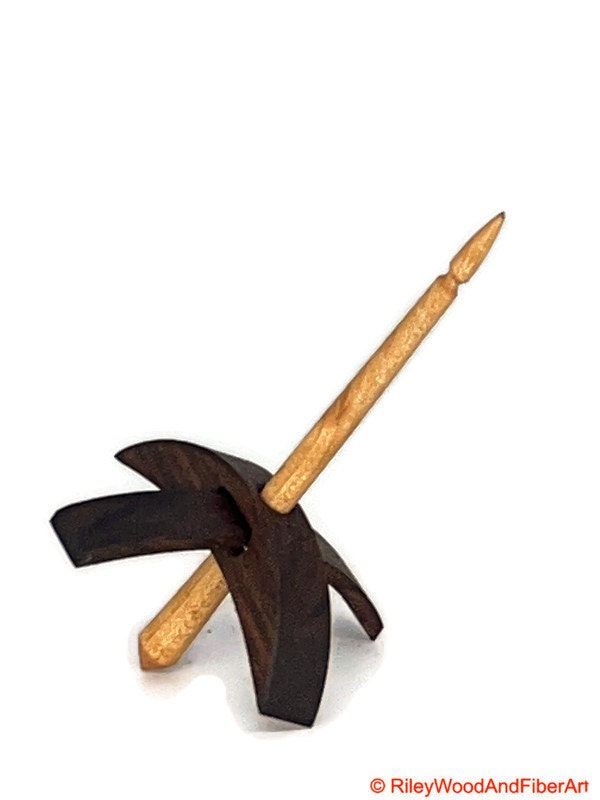 Mini Turkish Drop Spindle - Walnut Whorl with Maple Shaft Made by Riley Wood and Fiber Art