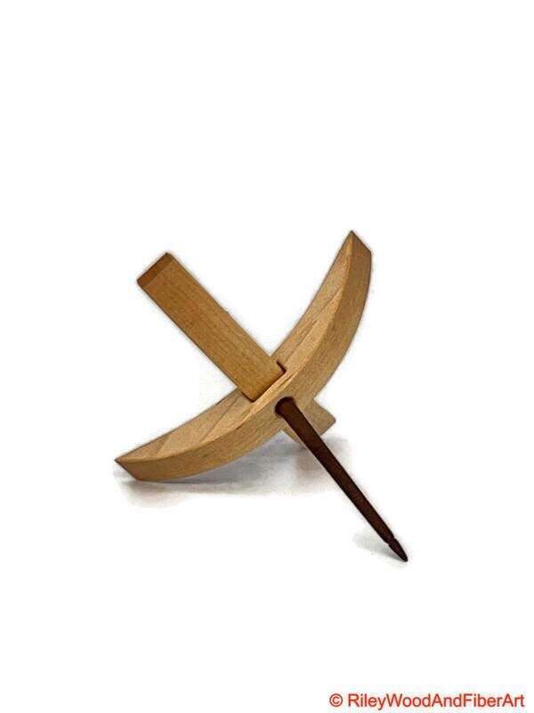 Medium Turkish Drop Spindle - Maple Whorl with Walnut Shaft made by Riley Wood and Fiber Art