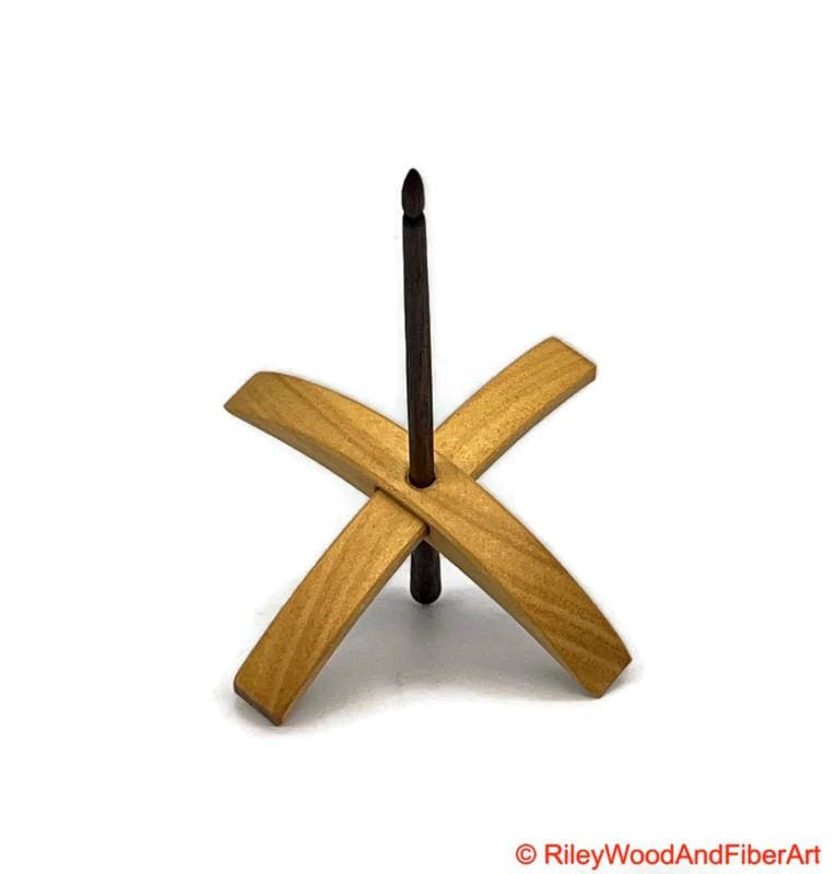 Mega Turkish Drop Spindle - Avodire Whorl with Walnut Shaft made by Riley Wood and Fiber Art