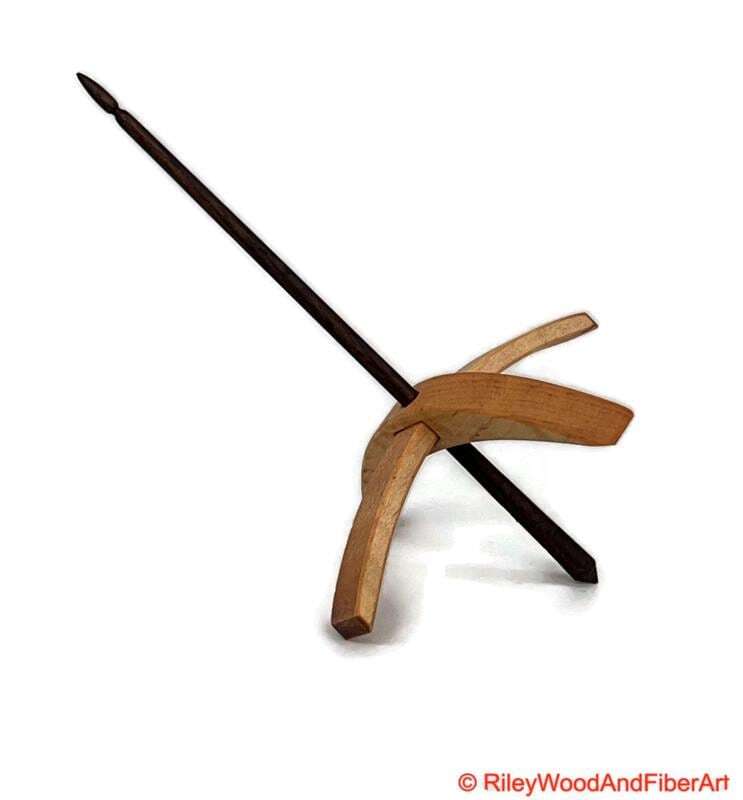 Mega Turkish Drop Spindle - Curly Maple Whorl with Walnut Shaft made by Riley Wood and Fiber Art