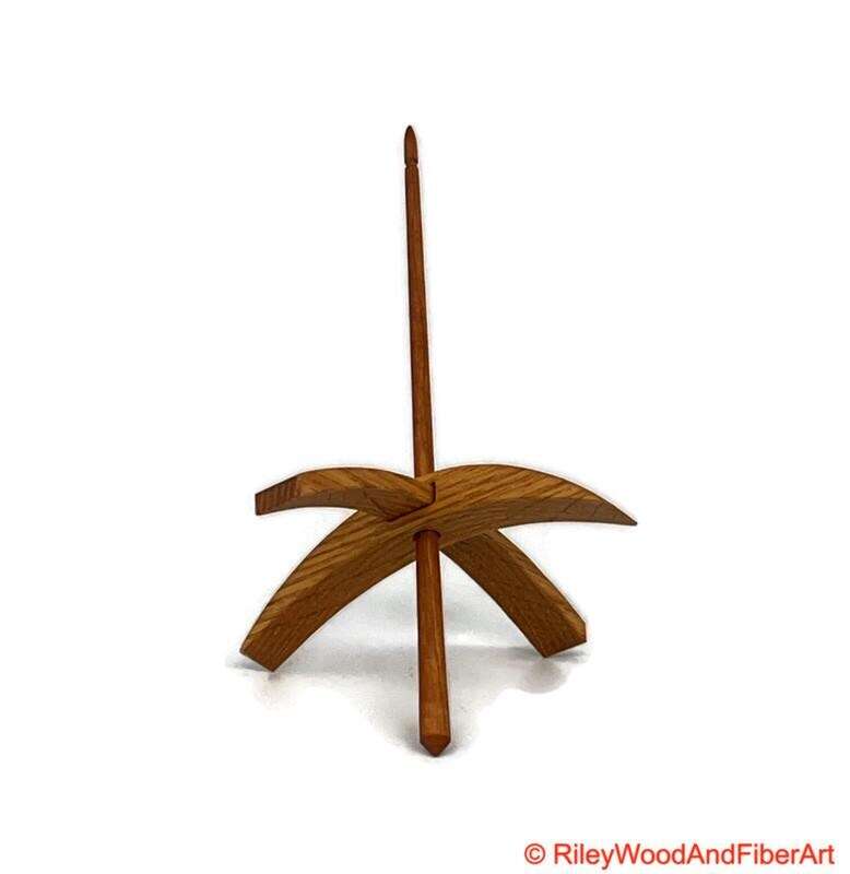 Mega Turkish Drop Spindle - Rift Sawn White Oak Whorl with Cherry Shaft made by Riley Wood and Fiber Art
