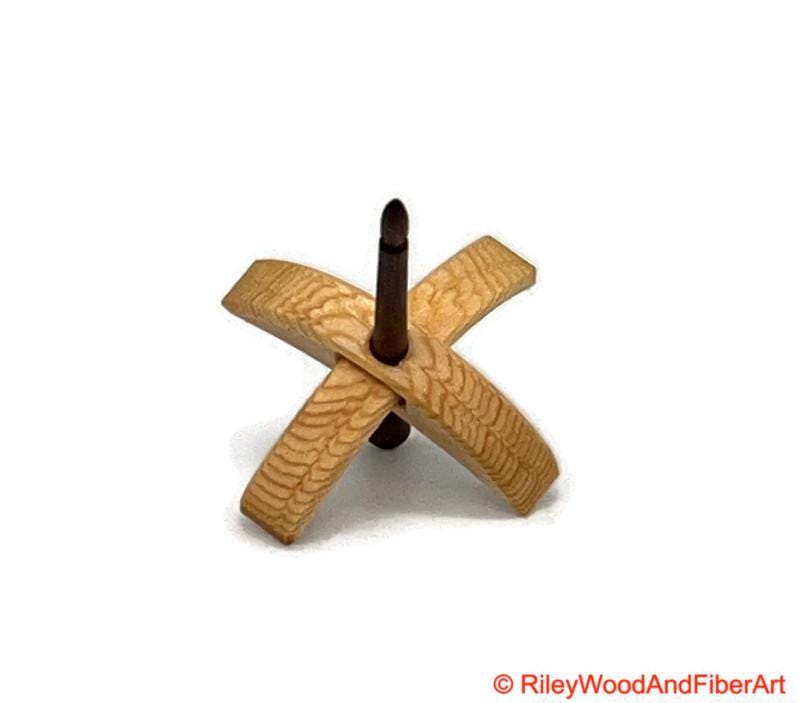 Mini Turkish Drop Spindle - Sitka Spruce Whorl with Cocobolo Shaft on white background