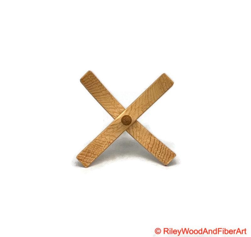 Medium Turkish Drop Spindle - Sitka Spruce Whorl with Hickory Shaft made by Riley Wood and Fiber Art