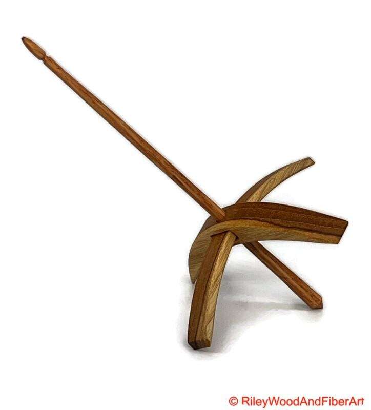 Mega Turkish Drop Spindle - Teak Whorl with Red Oak Shaft made by Riley Wood and Fiber Art
