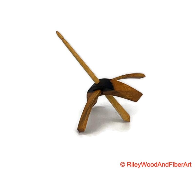 Medium Turkish Drop Spindle - Katalox Mostly Sapwood Whorl with Maple Shaft made by Riley Wood and Fiber Art