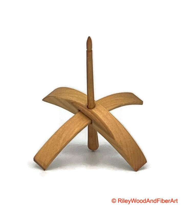 Medium Turkish Drop Spindle - Cherry at Demarcation mostly sapwood Whorl with Cherry Sapwood Shaft made by Riley Wood and Fiber Art