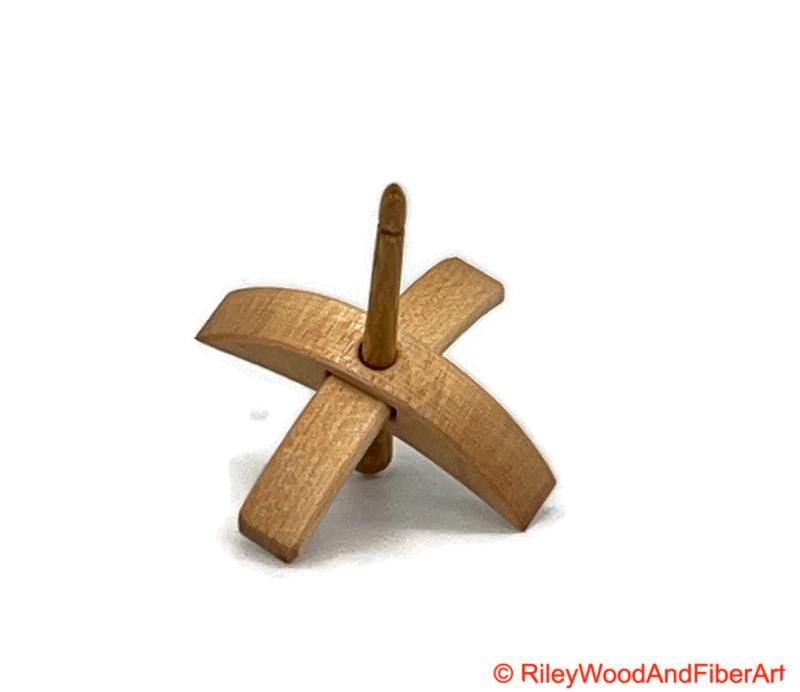 Mini Turkish Drop Spindle - Maple Whorl with Hickory Shaft made by Riley Wood and Fiber Art