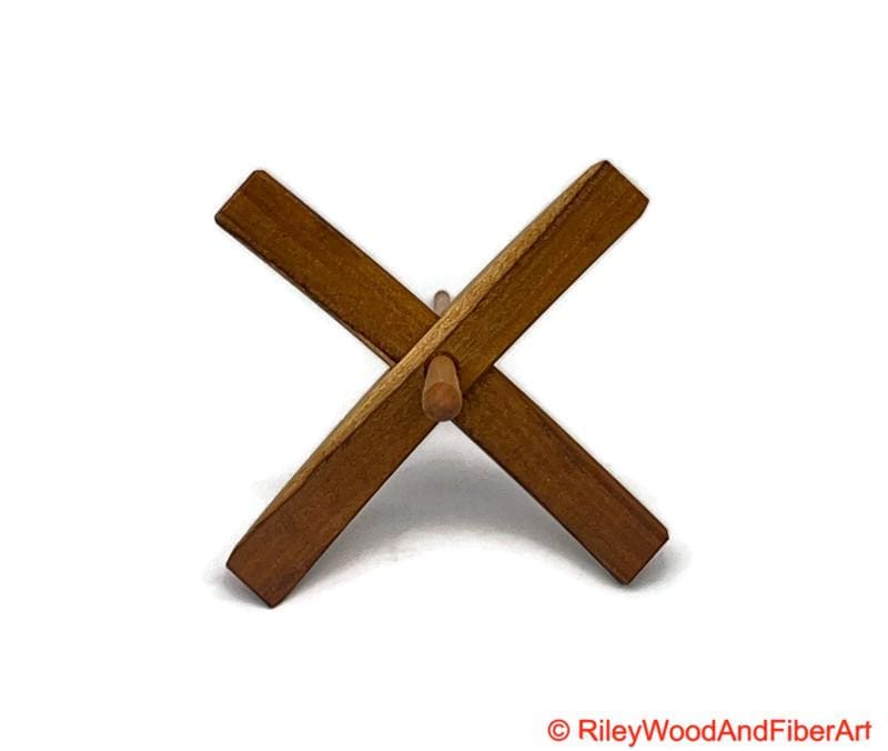Mega Turkish Drop Spindle - Teak Whorl with Maple Shaft made by Riley Wood and Fiber Art