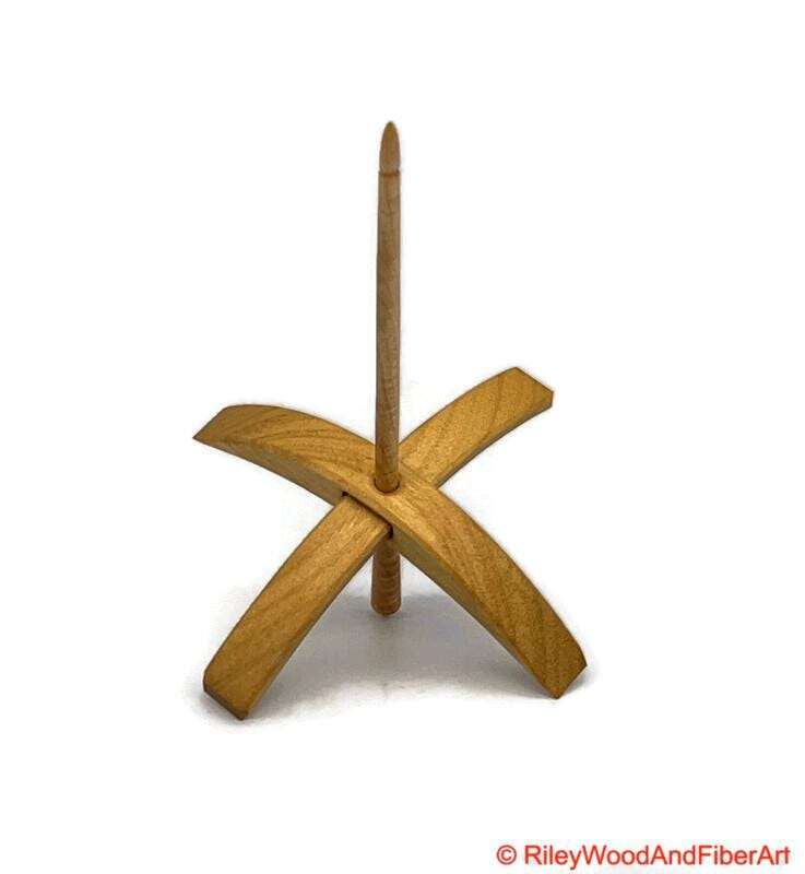 Mega Turkish Drop Spindle - Avodire Whorl with Curly Maple Shaft made by Riley Wood and Fiber Art