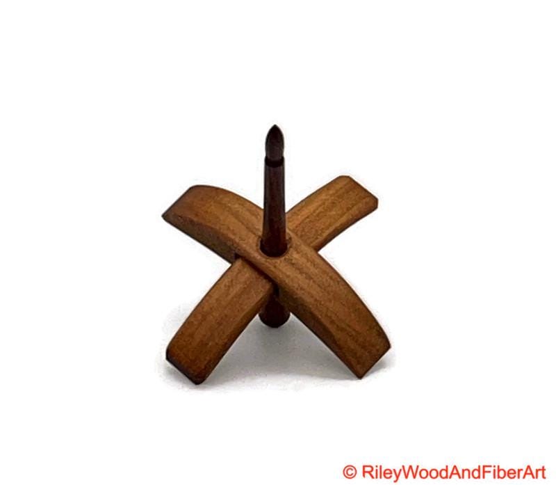 Mini Turkish Drop Spindle - Cherry Whorl with Cocobolo Shaft on white background