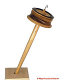 Top Whorl Drop Spindle - Walnut, Maple & Teak - 39g on white background