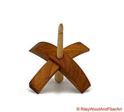 Mini Turkish Drop Spindle - Canary Whorl with Curly Maple Shaft made by Riley Wood and Fiber Art