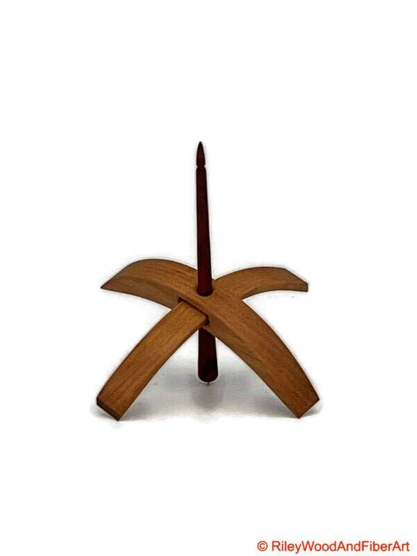 Medium Turkish Drop Spindle - Cherry Whorl with Red Heart Shaft made by Riley Wood and Fiber Art