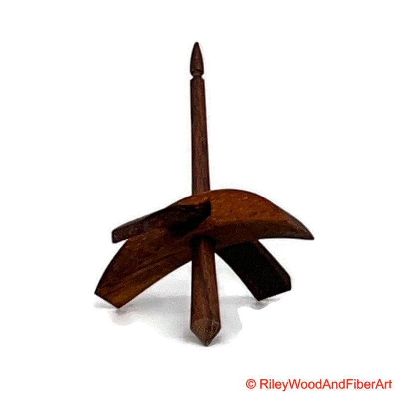 Mini Turkish Drop Spindle - Monkey Pod Whorl with Walnut Shaft made by Riley Wood and Fiber Art