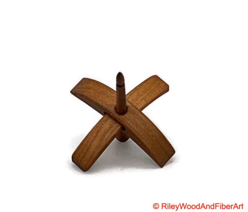 Mini Turkish Drop Spindle - Cherry Whorl with Cherry Shaft on white background
