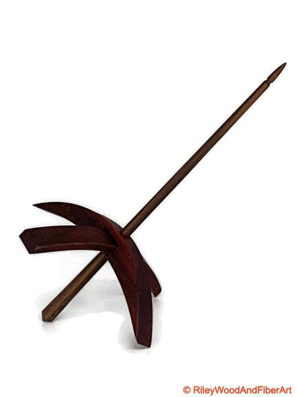 Mega Turkish Drop Spindle - Granadillo Whorl with Walnut Shaft made by Riley Wood and Fiber Art