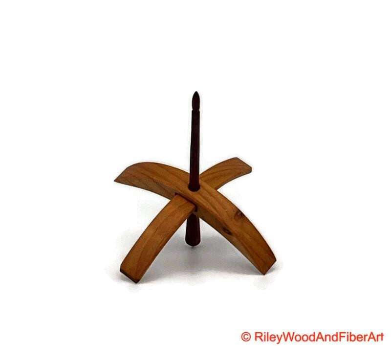 Medium Turkish Drop Spindle - Alder Whorl with Purple Heart Shaft made by Riley Wood and Fiber Art