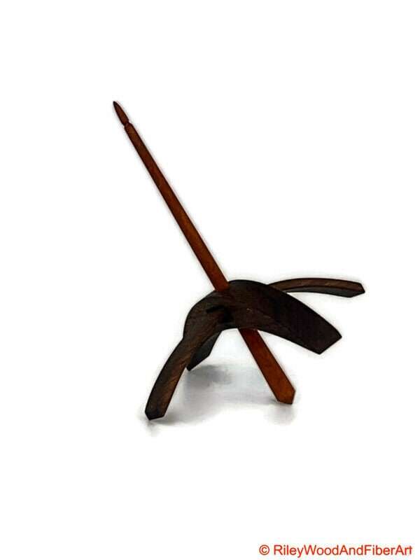 Medium Turkish Drop Spindle - Walnut Whorl with Cherry Shaft made by Riley Wood and Fiber Art