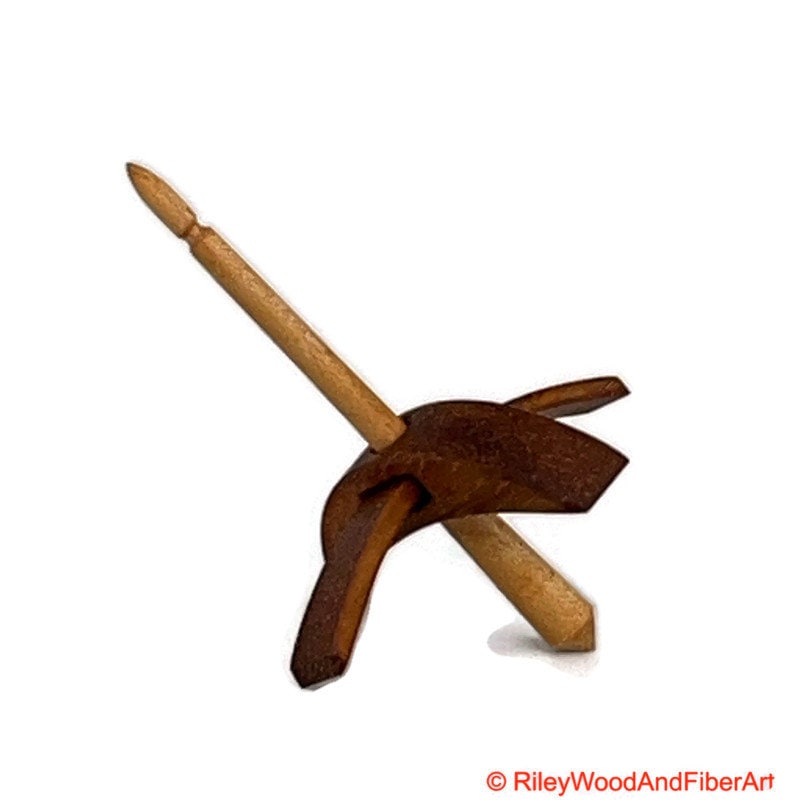Mini Turkish Drop Spindle - Monkey Pod Whorl with Maple Shaft made by Riley Wood and Fiber Art